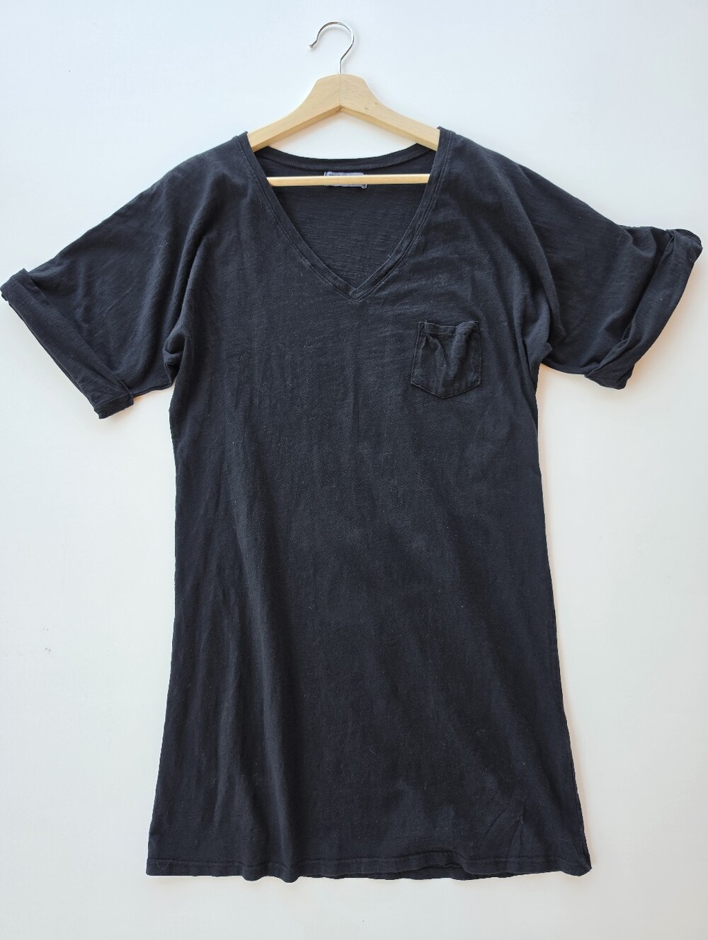Michael Stars Black V-neck Mini T-shirt Dress